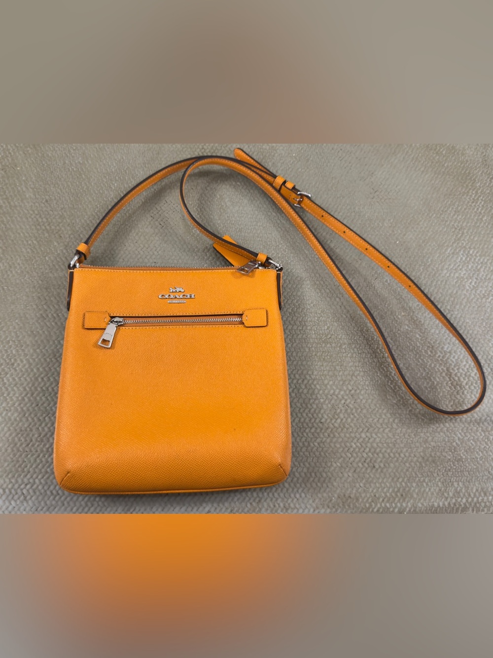 Coach Orange Pebble Leather Crossbody with Silver Hardware
